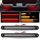 2X 10"IN Stop LED Turn Tail Brake Light Bar Amber Red Flowing DRL Trailer Truck