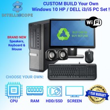 DELL/HP i5 QUAD DESKTOP TOWER PC & TFT COMPUTER SET 16GB WINDOWS 10 HDD & SSD