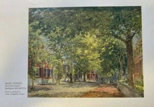 1920 Vintage Magazine Illustration Main Street Nantucket Massachusetts - Picture 1 of 1