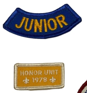 Boy Scouts Patches Junior Honor Unit 1978 Vintage Blue Yellow - Picture 1 of 4