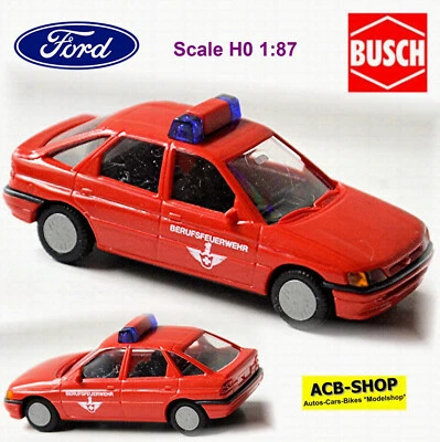 Ford Escort ’86 Pompieri Svizzera 1986-90 Rosso 1:87 Busch 45726 - Immagine 1 di 4