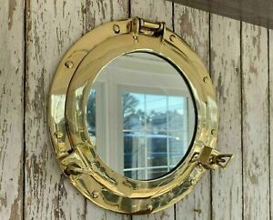 12"Brass Porthole Mirror Nautical Maritime Wall Decorative Ship Cabin Window New
