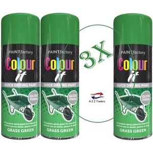 3x Hierba Verde Brillo Lata Coche Furgoneta Bicicleta Madera Plática Aerosol Pintura 250ml - Imagen 1 de 2