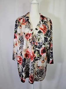 Sara Morgan Damen V-Ausschnitt Top Größe 3X Plus Blumenmuster 3/4 Arm Mehrfarbig - Bild 1 von 6