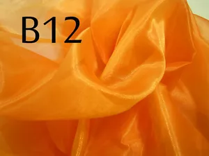 B12 (Per Yard) Orange Good Thick Sparkle Organza Fabric Bridal dress Materia - Picture 1 of 4