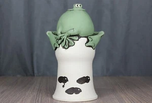 C. Cindy Butler Jones Frog & tadpoles ceramic coin bank 9.5", Kentucky pottery - Picture 1 of 14
