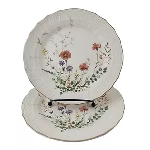 Mikasa Margaux Plato de ensalada/postre Marfil Tejido Borde Óxido Amarillo Floral Set de 2 - Imagen 1 de 7