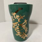 Starbucks 9 Oz Let There Be Bright 2014 Holiday Travel Mug Green Gold Lettering