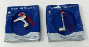 Gloria Duchin Collectible Ornament Set Pewter Drill & Socket Wrench - Red Ribbon - Picture 1 of 8