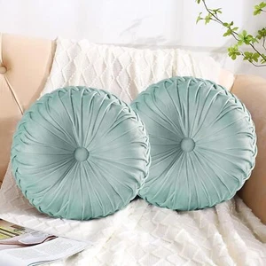 Decorative Round Pleated Throw Pillows, Classy Accent Pumpkin Throw Pillows - Picture 1 of 6