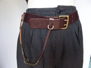 ONE STEP ceinture à chainette cuir vachette marron t 80 = 36 38 parfait état - Imagen 1 de 6