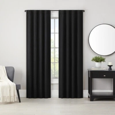 Eclipse Black Blackout Back Tab Single Curtain Panel, 84"L x 40" W - Image 1 of 4