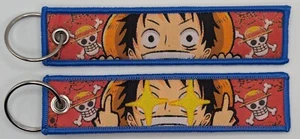 Keychain embroidered fabric One Piece Luffy Anime Manga bagclip 13x3 cm NEW - Picture 1 of 1
