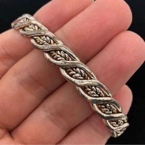 Silver Tone Braided Metal Open Cuff Bracelet - Picture 1 of 6
