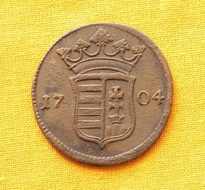 Post Medieval Transylvanian Coin - II. Rakoczi Bronze Freedom X Poltura 1704. - Picture 1 of 2