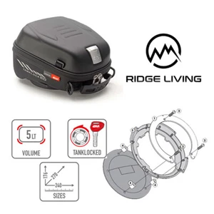 GIVI ST605+ 5L Tanklock'ED Bag + Ring Fit Honda CBF1000 2013 2014 2015 2016 2017 - Picture 1 of 12