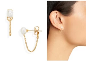 Freshwater Pearl Chain Stud Earrings - Picture 1 of 5