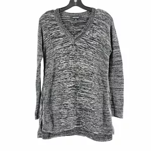 Ellen Tracy Women's V-Neck Pullover Marled Sweater Black & White Sz S Small - Picture 1 of 10