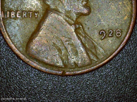 1928 wheat penny missing number error unique US coin circulated Cover