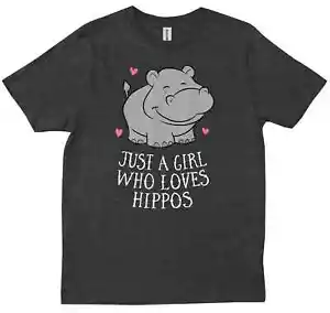 Just A Girl Who Loves Hippos Hippo Lover Gift for Her Cute Funny T-shirt - Picture 1 of 10