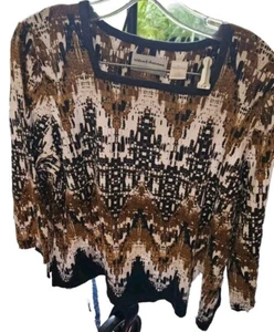 Alfred Dunner PS Top Black And White Square Neck Blouse - Bild 1 von 5