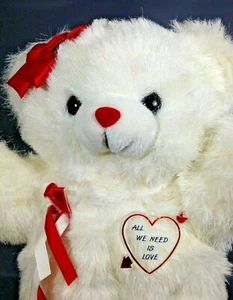 Dan Dee Teddy Bear Plush RARE Vintage All We Need Is Love White Stuffed ANimal  - Picture 1 of 10