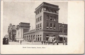 Vintage 1900er Boston, Massachusetts Postkarte "North Union Station" Straßenansicht - Bild 1 von 2