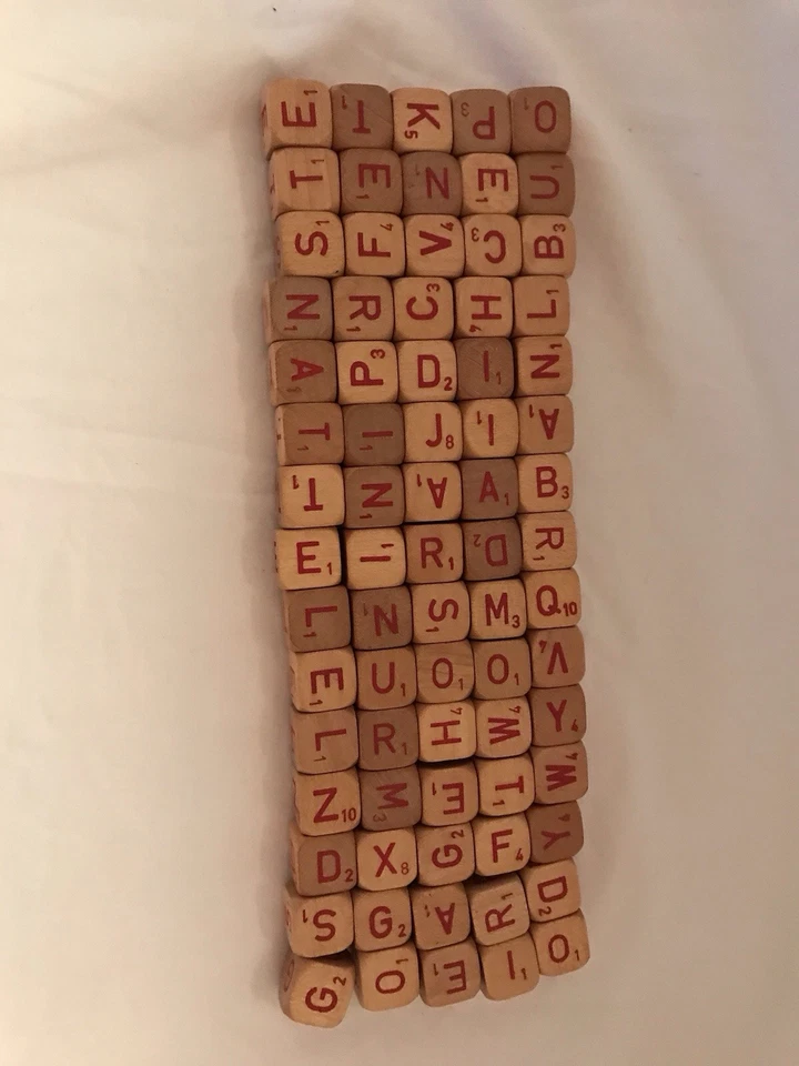 75 cubos de letras de madera vintage - alfabeto - scrabble del juego RSVP Foto 1 de 1