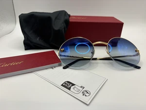 Cartier Panthère Oversize Blue Gradient Round Ladies Sunglasses CT0022S 007 - Picture 1 of 14