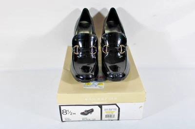 Ann Marino Black Heels Patent Leather Loafer Style Stiletto Heel - Size 8.5 -New - Image 1 of 4
