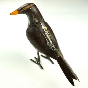 Escultura de pájaro de metal reciclado artesanal cuervo rústico reciclado arte decoración roble ecológico - Imagen 1 de 9