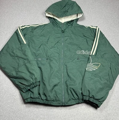 Adidas Puffer Jacket Mens Large VTG 90s Quilted Full Zip Trefoil Big Logo - Image 1 of 4