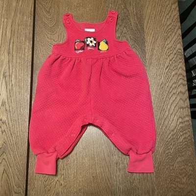 Mono mameluco acolchado rojo vintage Oshkosh bebé niña 6 9 meses diseño fruta Foto 1 de 4