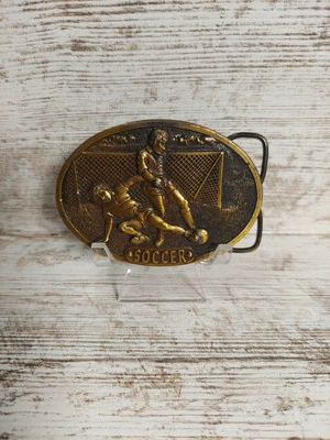Hebilla de cinturón de fútbol vintage 1977 Bergamota Brass Works hecho en EE. UU. P-85 Foto 1 de 4