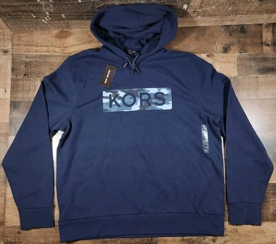 Michael Kors Hoodie Mens XXL Blue Camo Logo Sweatshirt Hooded New With Tags  - Image 1 of 4
