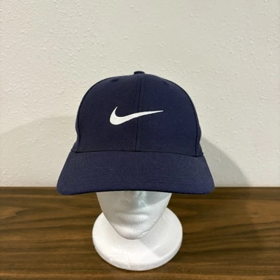 Vintage Nike Classic Pro Fitted Hat Wool Blend Size 7 Navy Blue Center Swoosh - Image 1 of 4
