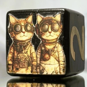 Cosmic Companions - Whiskers Among Stars - Backgammon Doubling Cube 36mm - Picture 1 of 9