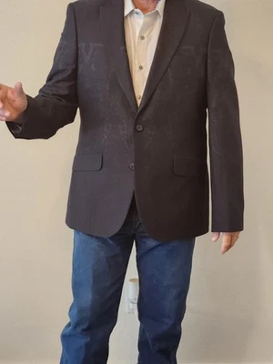 Robert Graham Blazer Mens 42 Charcoal Grey Ghost Print Sports Coat Suit Jacket - Image 1 of 4