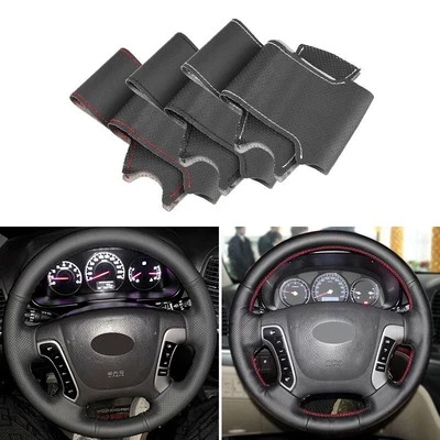 Cubierta de cuero para volante de costura manual apta para Hyundai Santa Fe 2006-2012 Foto 1 de 4
