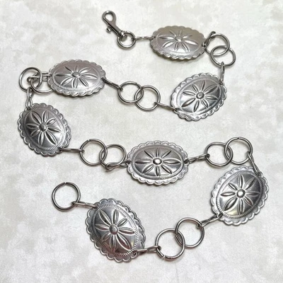 Western Concho Style Belt in Silver Tone, Metal Linked Women's - 37" - Image 1 of 4