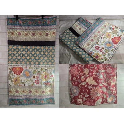 Set of 2 King Size Pillowcases Covers Colorful Quilted Floral Bohemian - Image 1 of 4