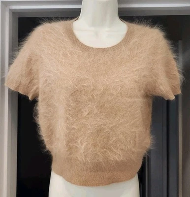 Camiseta Suéter J.Crew Cachemira Cepillada Difusa Beige Tostado Marrón XS Lujosa  Foto 1 de 4