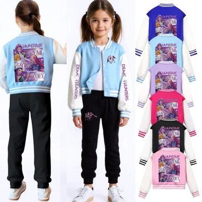 Kids KPOP Demon Hunters Jacket Baseball Coat Casual Top Pants Outfits Xmas Gifts - Image 1 of 4