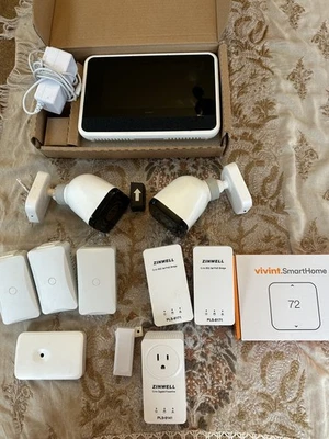 Vivint Home Security Control Hub 2 Outdoor Cameras Ethernet Bridges Thermostat - Image 1 of 4
