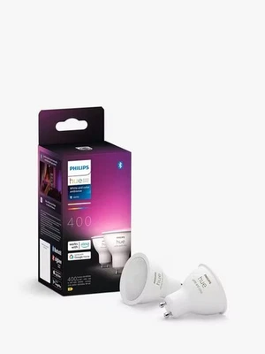 Philips Hue 4.2W GU10 LED Bulb, White/Colour, Pack of 2 - Image 1 of 4