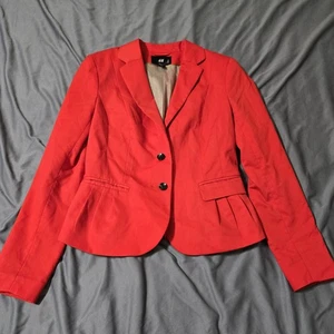 Blazer Jacke Damen H&M rot 2-Knopf Größe 8 Schulterpolster adrette Akedämie - Bild 1 von 7