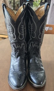 Tony Lama 2914 Longhorn Mens Black Leather Cowboy Western Boots Size 9D - Picture 1 of 17