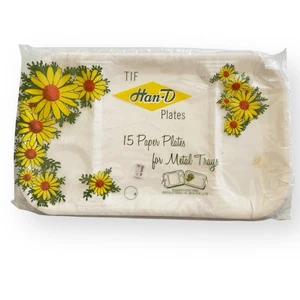 Vintage Tif Han-D Paper Plates For Metal Trays Set Of 15 Unused In Wrapper - Picture 1 of 14