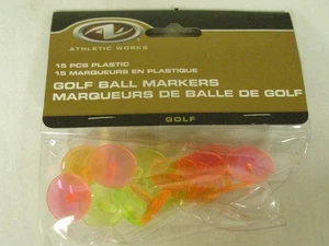 Marcadores de pelotas de golf de plástico Athletic Works 15 piezas (multi colores) NUEVO - Imagen 1 de 1