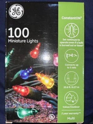 GE Constant On 100 Multi-color Miniature Lights Green Wire - Image 1 of 3